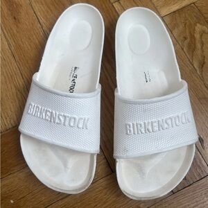 Ladies Birkenstock Slides White Slippers Size 37 6.5 USA